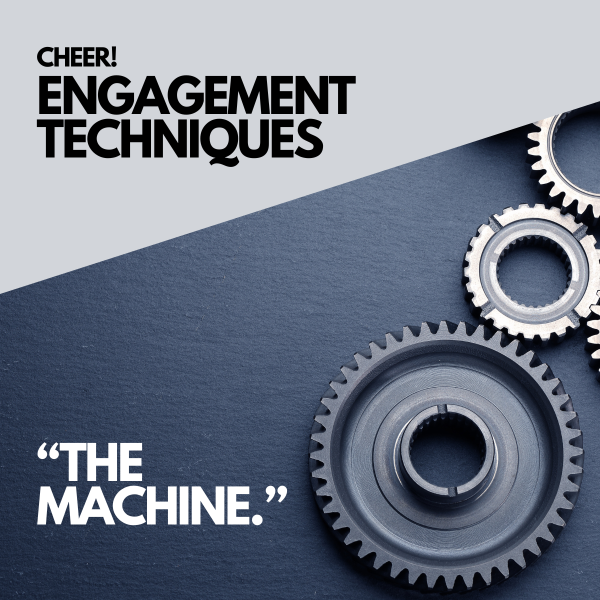 Header image for engagement technique, 'The machine' about teamwork and accountability.